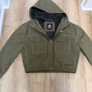 Dickies canvas womans Green crop Hooded Jacket. Size SmallNWOT